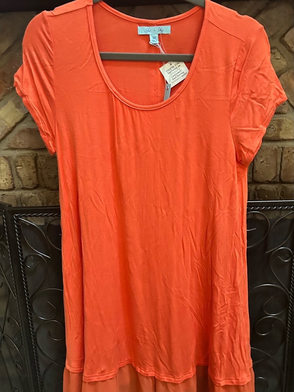 She + Sky Bright Orange Scoop Neck Tunic Top